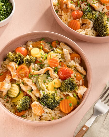 Das Bild zeigt die fertige Gemüsepfanne.