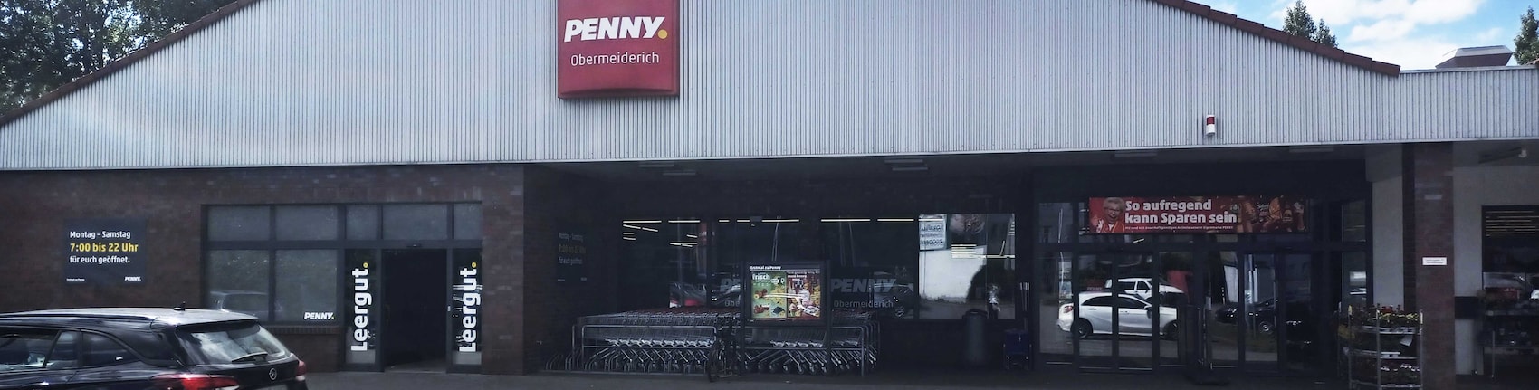 sie sehen den Eingang vom Penny Markt Duisburg – Obermeiderich Obermeidericher Strasse 26