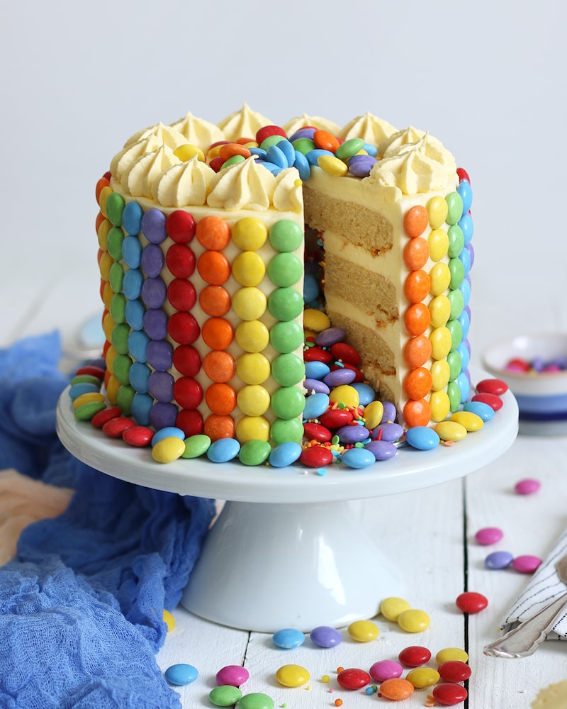 Dieses Bild zeigt Marcs Rainbow Piniata Cake.