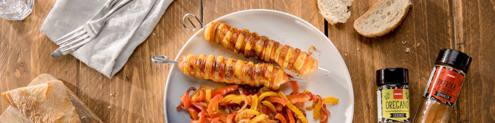 Dieses Bild zeigt unsere Kartoffel-Wurst-Spieße.