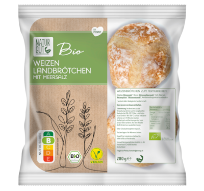 NATURGUT Bio Weizen Landbrötchen mit Meersalz
