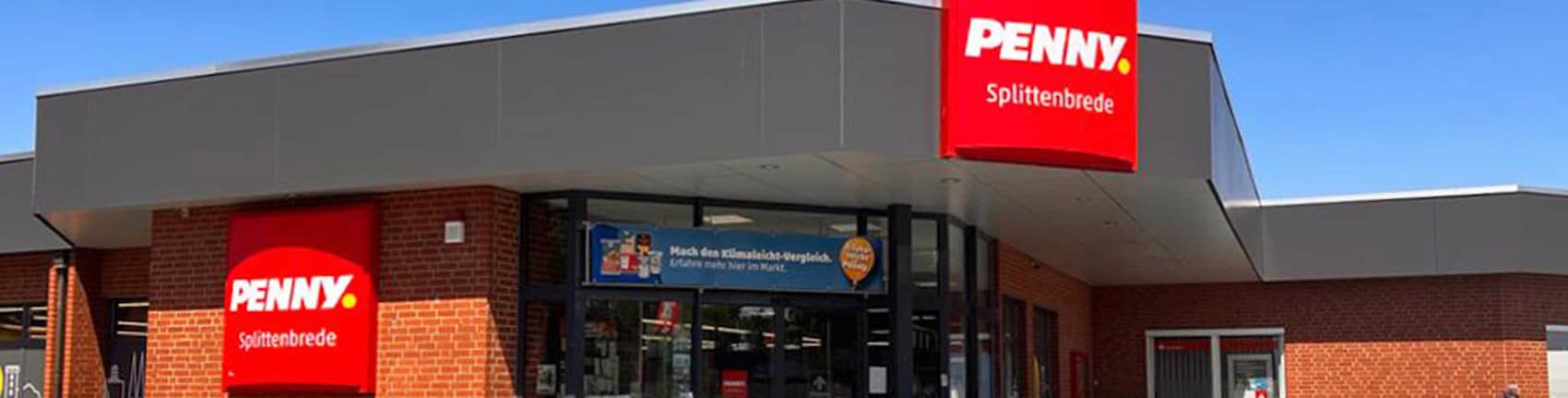 Sie sehen den Eingang vom Penny Markt in Bielefeld, Splittenbrede 22
