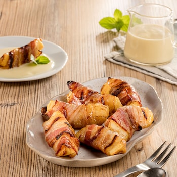 Dieses Bild zeigt die fertigen Apfel-Bacon-Bonbons.