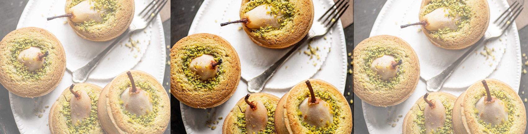 Birnen-Tartes mit Pistazien