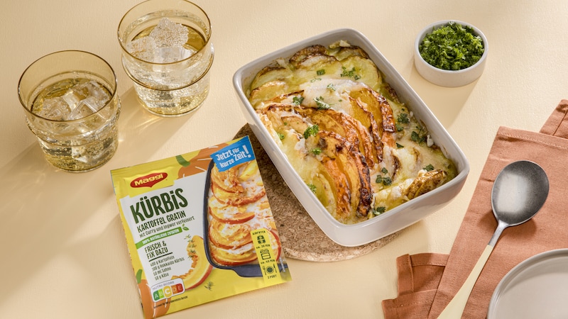 Kürbis-Kartoffel-Gratin aus der Heißluftfritteuse