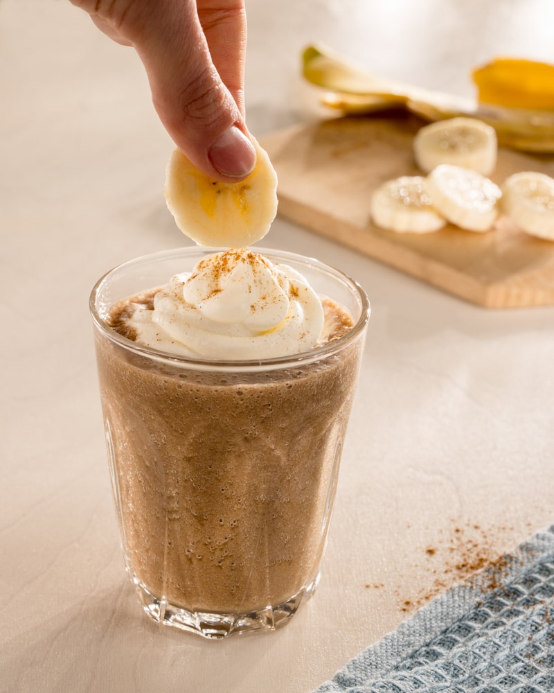 Dieses Bild zeigt unseren Kaffee-Bananen-Smoothie.