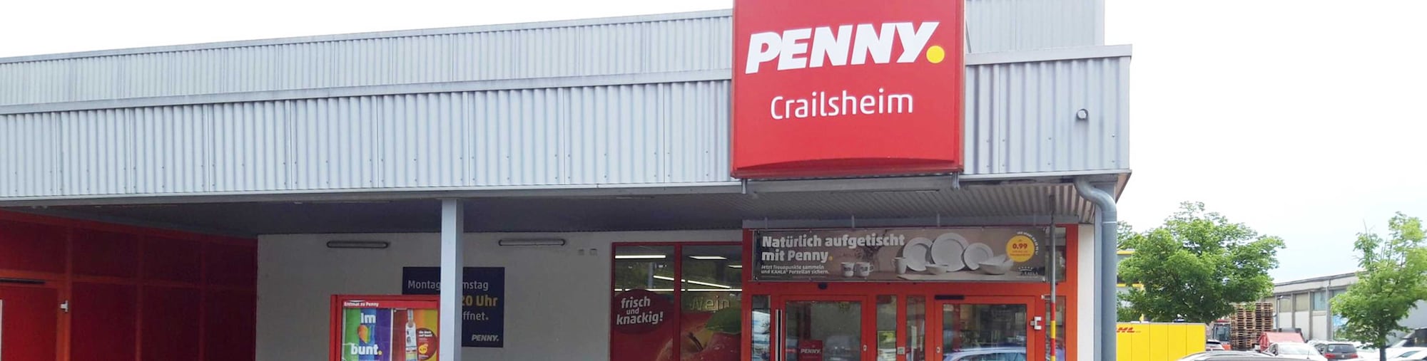 Sie sehen den Eingang vom Penny Markt in Crailsheim Werner-von-Siemens-Str. 1