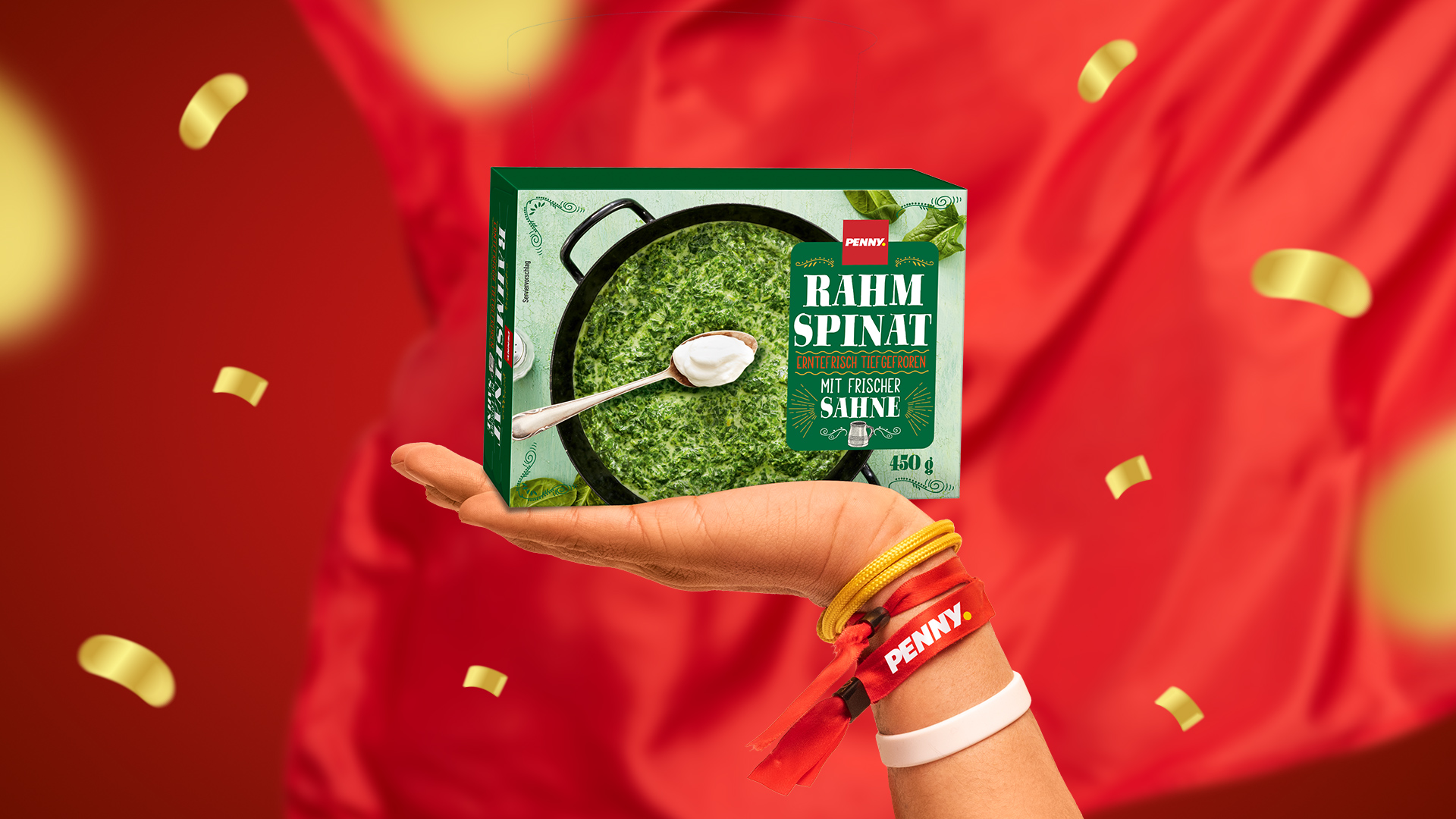 Fan-Hand mit PENNY Rahmspinat