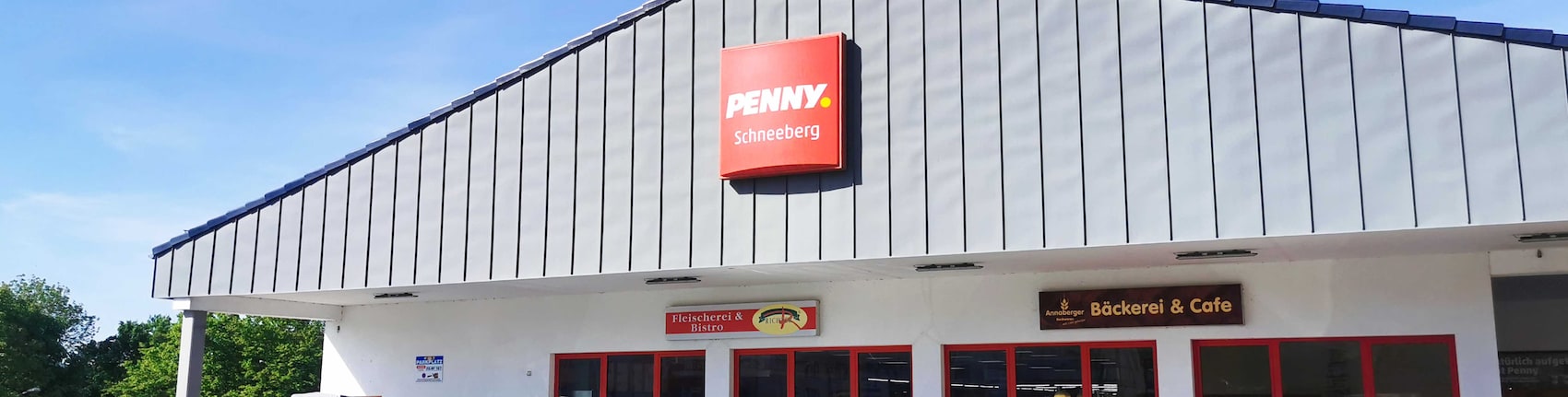 Sie sehen den Eingang vom Penny Markt in Schneeberg Seminarstr. 45