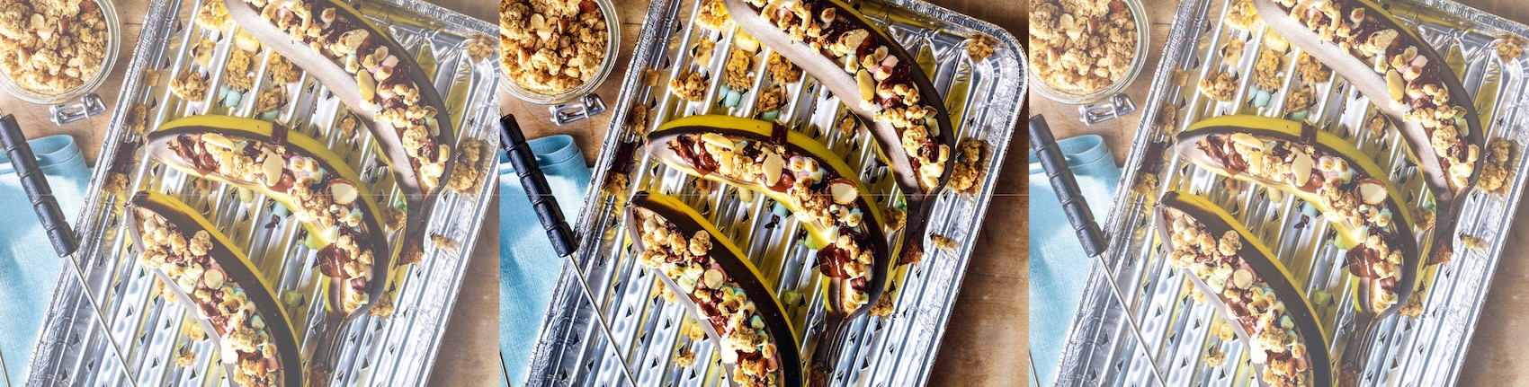 Schoko-Banane mit Müsli und Marshmallows