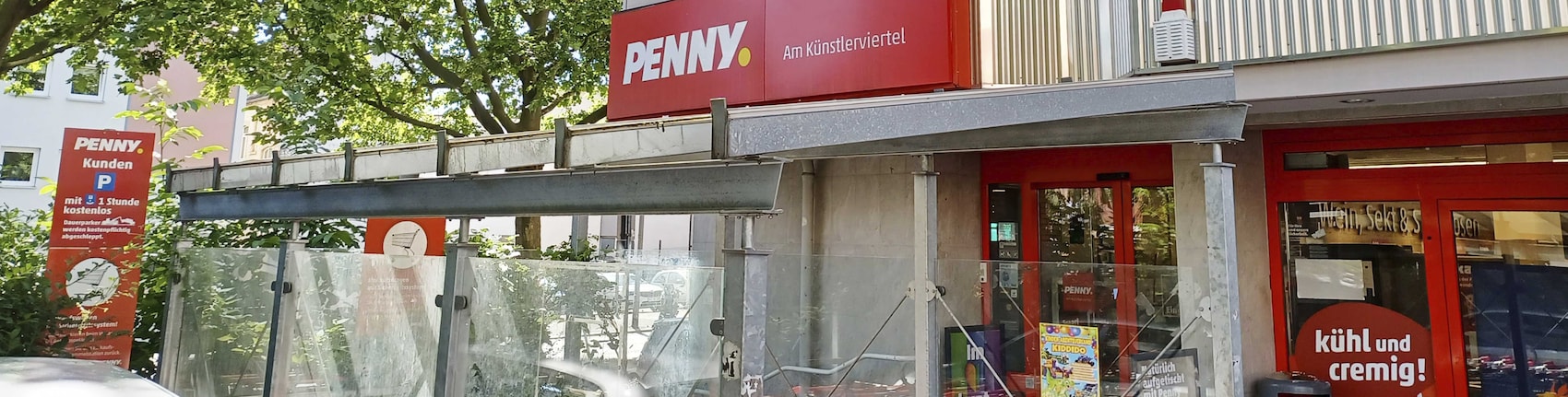 Sie sehen den Eingang vom Penny Markt in Wiesbaden, Dotzheimer Str. 150