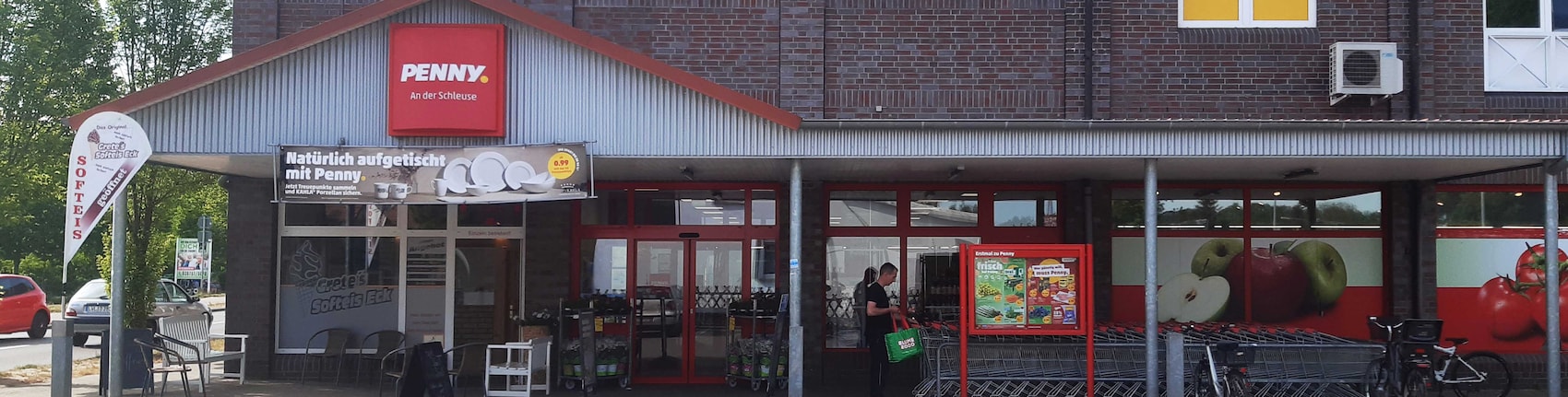 sie sehen den Eingang vom Penny Markt in Neustadt-Glewe Bahnhofstr. 4