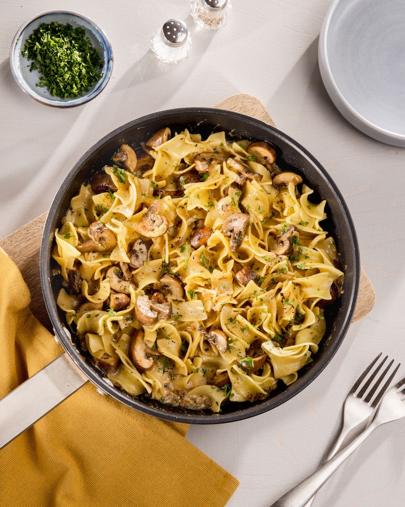 Dieses Bild zeigt unsere Pasta mit Pilzrahm.
