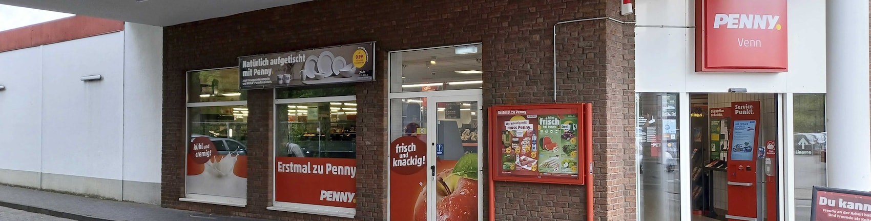 Sie sehen den Eingang vom Penny Markt Mönchengladbach – Venn Muerriger Str. 23-25