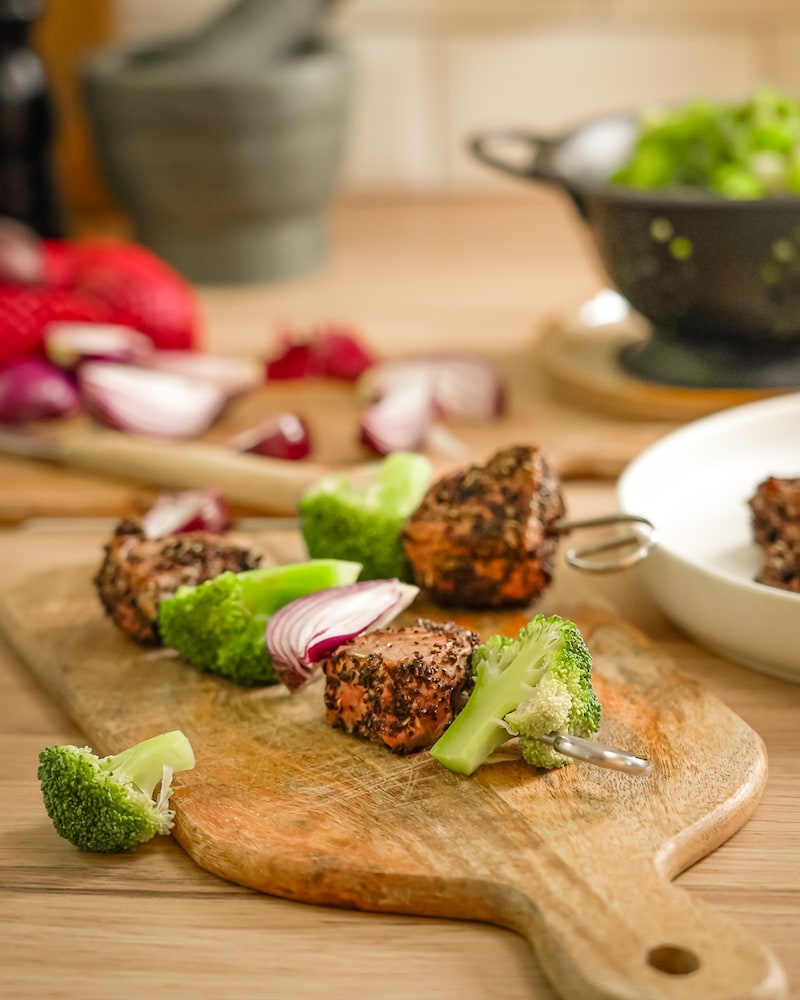 Saftige-Steak-Spiesse mit Metas Kaffee-Rub