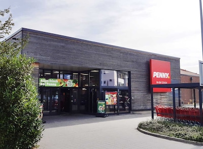 Sie sehen den Eingang vom Penny Markt in Moelln, Wasserkrueger Weg 65/71