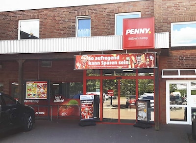 Sie sehen den Eingang vom Penny Markt in Lueneburg/Kaltenmoor, Buelows Kamp 7