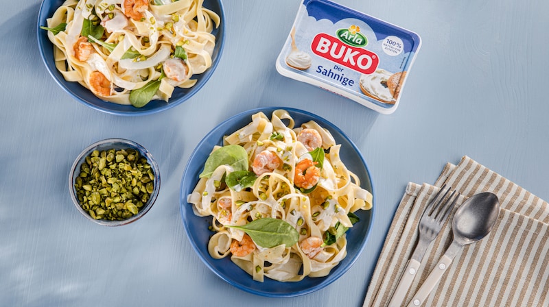 Bandnudeln mit Garnelen