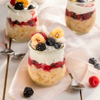Auf diesem Bild siehst du unseren Fruchtpudding.