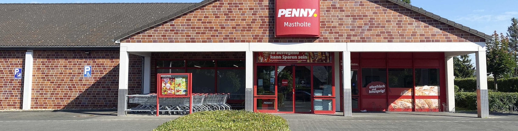 Sie sehen den Eingang vom Penny Markt in Rietberg/Mastholte, Lippstaedter Str. 40