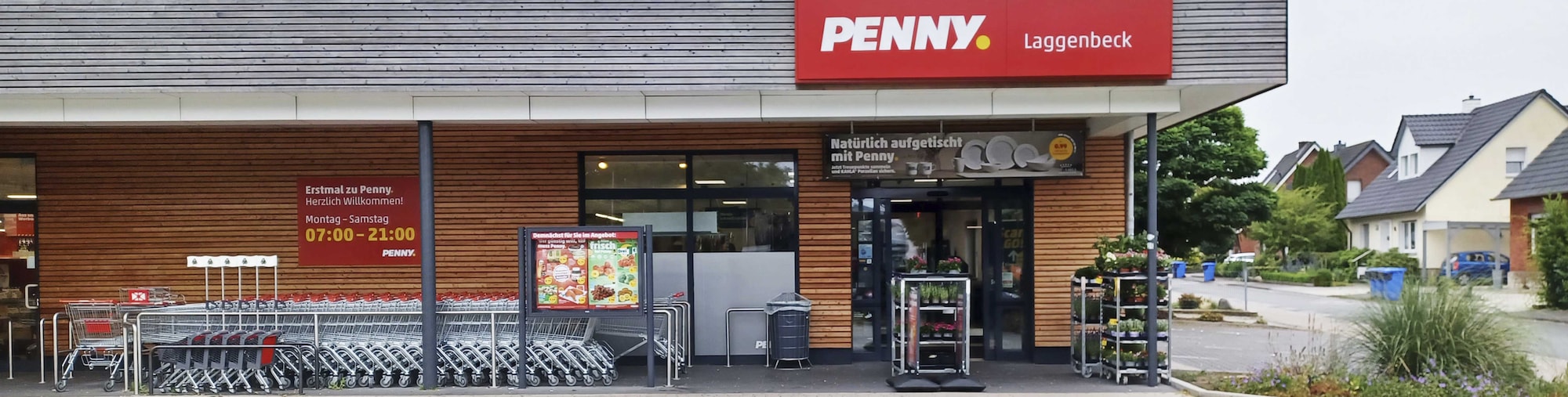 Sie sehen den Eingang vom Penny Markt in Ibbenbüren - Laggenbeck, Mettinger Str. 52