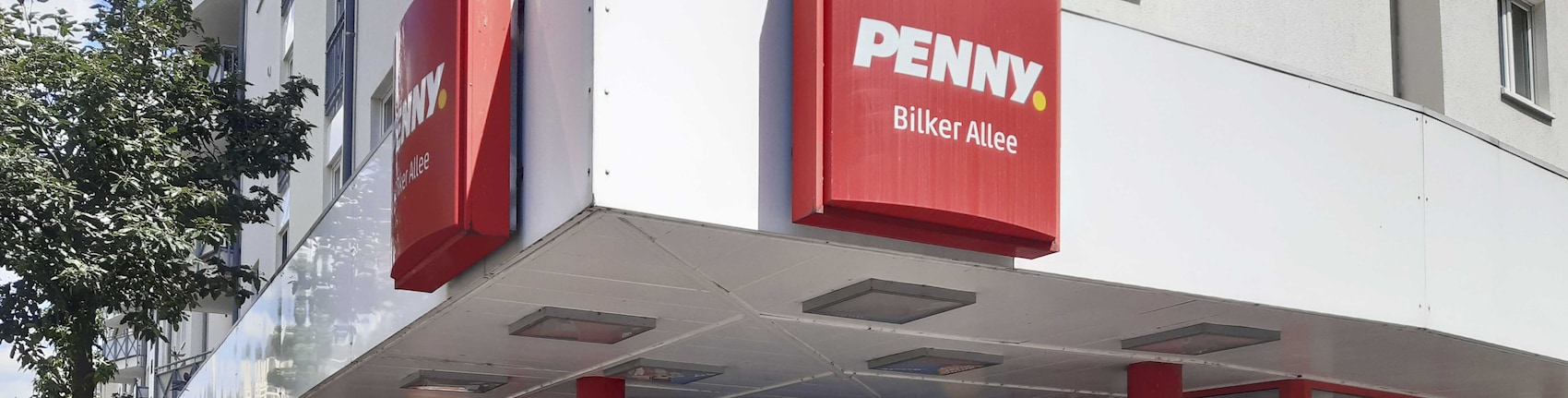 Sie sehen den Eingang vom Penny Markt Düsseldorf – Bilk Bilker Allee 30