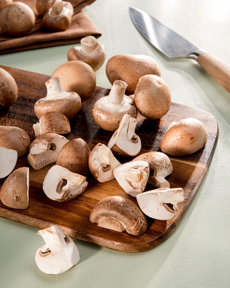 Dieses Bild zeigt die geschnittenen Pilze.