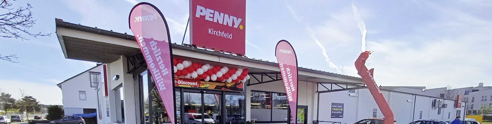 Sie sehen den Eingang vom Penny Markt in Karlsruhe/Neureut, Auf Der Vogelhardt 2