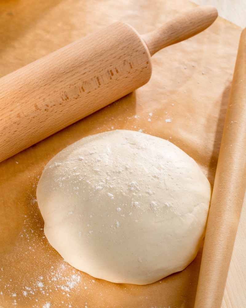 Das Bild zeigt den Flammkuchen Teig.