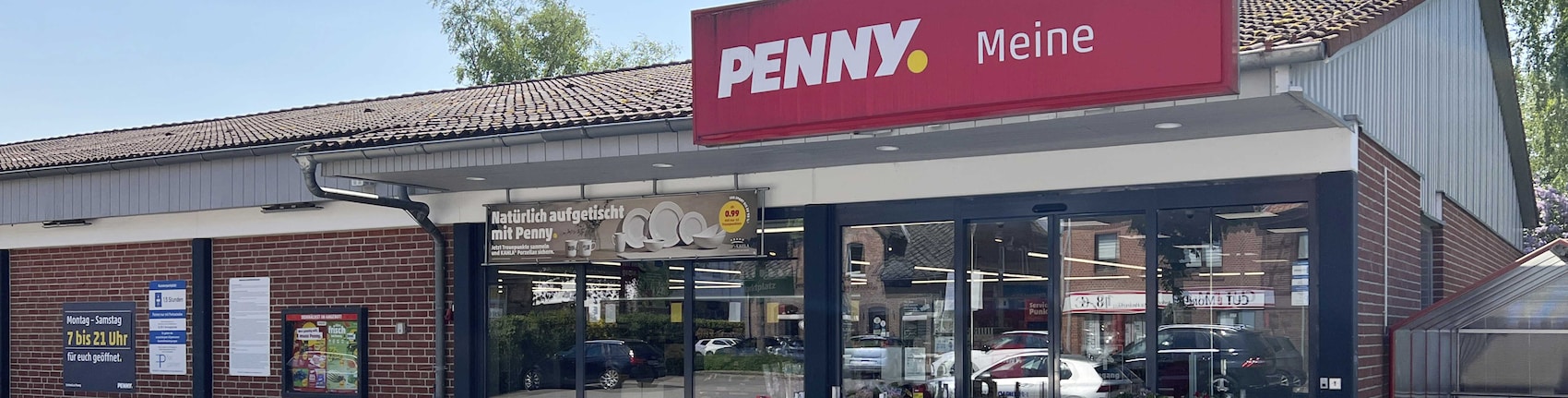 Sie sehen den Eingang vom Penny Markt in Meine, Hauptstr. 24A
