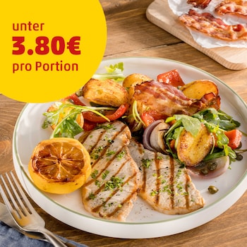 Dieses Bild zeigt die fertigen Kräuterschnitzel.