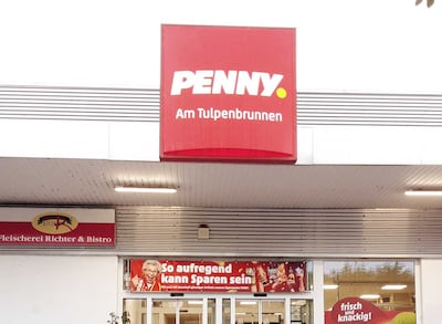 Sie sehen den Eingang vom Penny Markt in Halle (Saale) Am Tulpenbrunnen 6