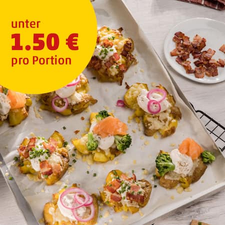 Dieses Bild zeigt die fertigen Smashed Potatoes.