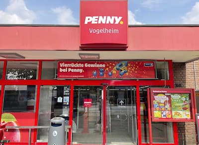Sie sehen den Eingang vom Penny Markt in Essen - Vogelheim, Vogelheimer Strasse 168
