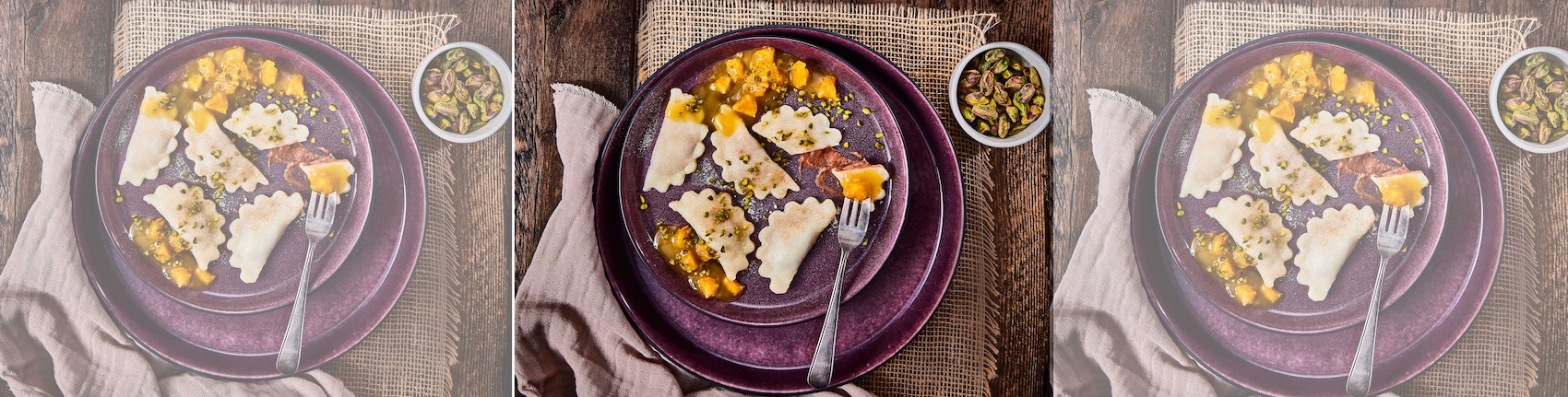 Süße Herbstravioli mit Orangensalat