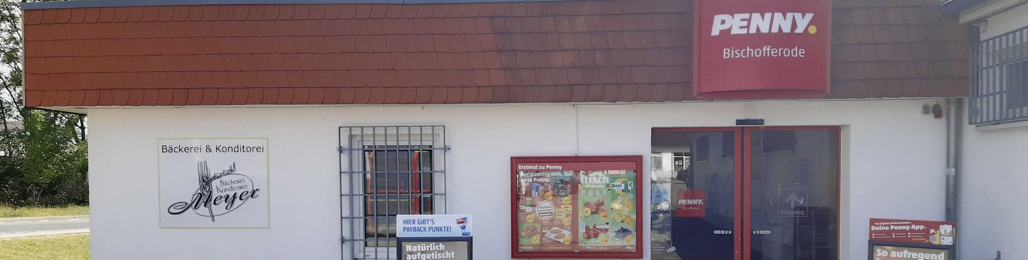 Sie sehen den Eingang vom Penny Markt in Bischofferode, Neue Str. 2C