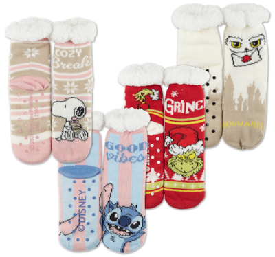 PEANUTS, STITCH, THE GRINCH oder HARRY POTTER Haussocke*