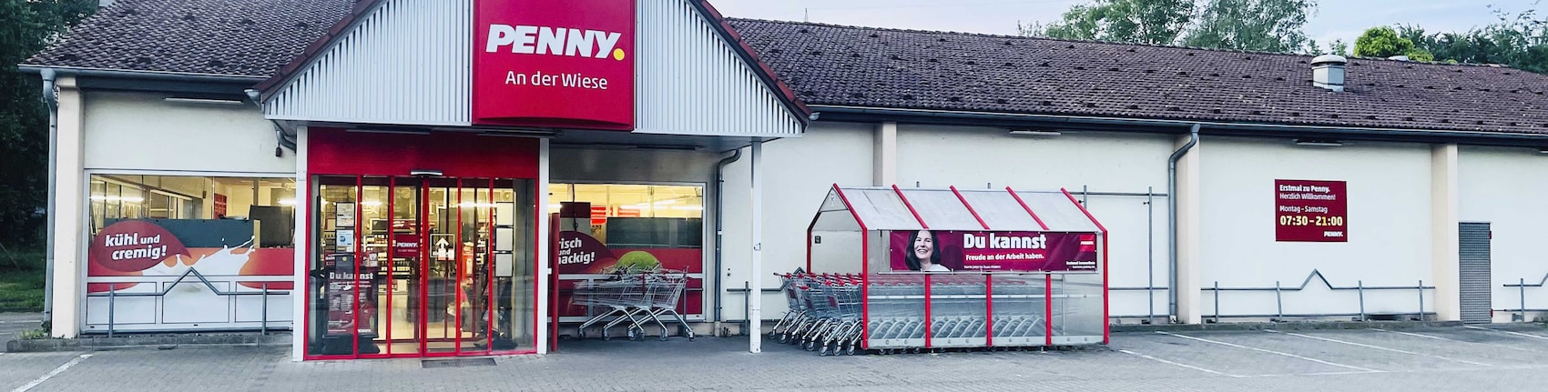Sie sehen den Eingang vom Penny Markt in Loerrach, Wiesentalstr. 83