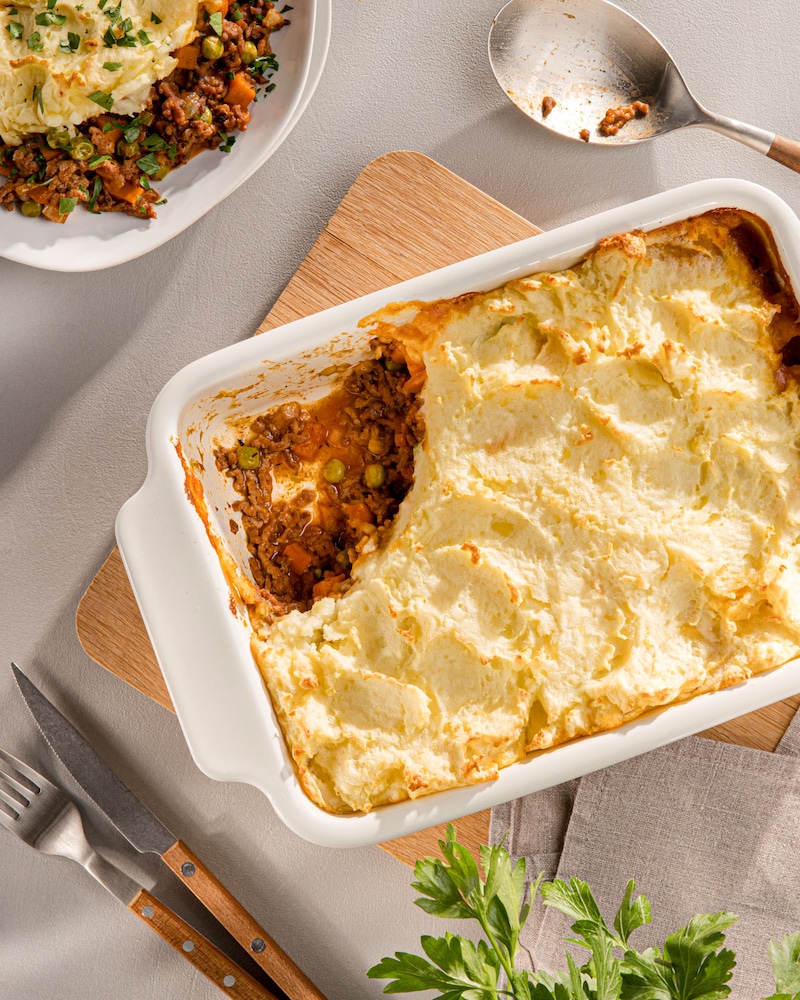 Dieses Bild zeigt den fertigen Shepherds Pie.