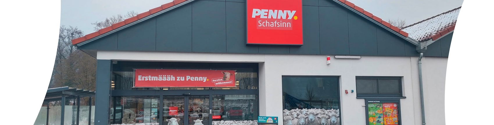 Sie sehen den Eingang vom Penny Markt in Burgsinn Im Unterreith 1