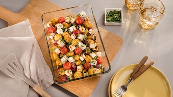 Gnocchi mit Gemüse und Feta mit Backofen 