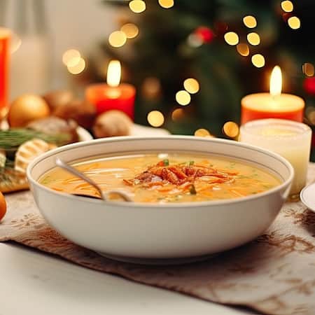 Rote Borscht in einem weißen Teller