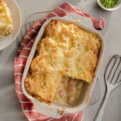 Auf diesem Bild siehst du unseren saftigen Sauerkrautauflauf.