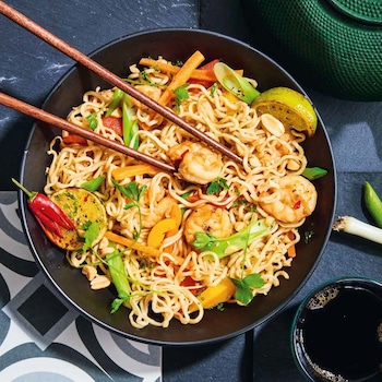 Gebratene Mie-Nudeln mit Garnelen