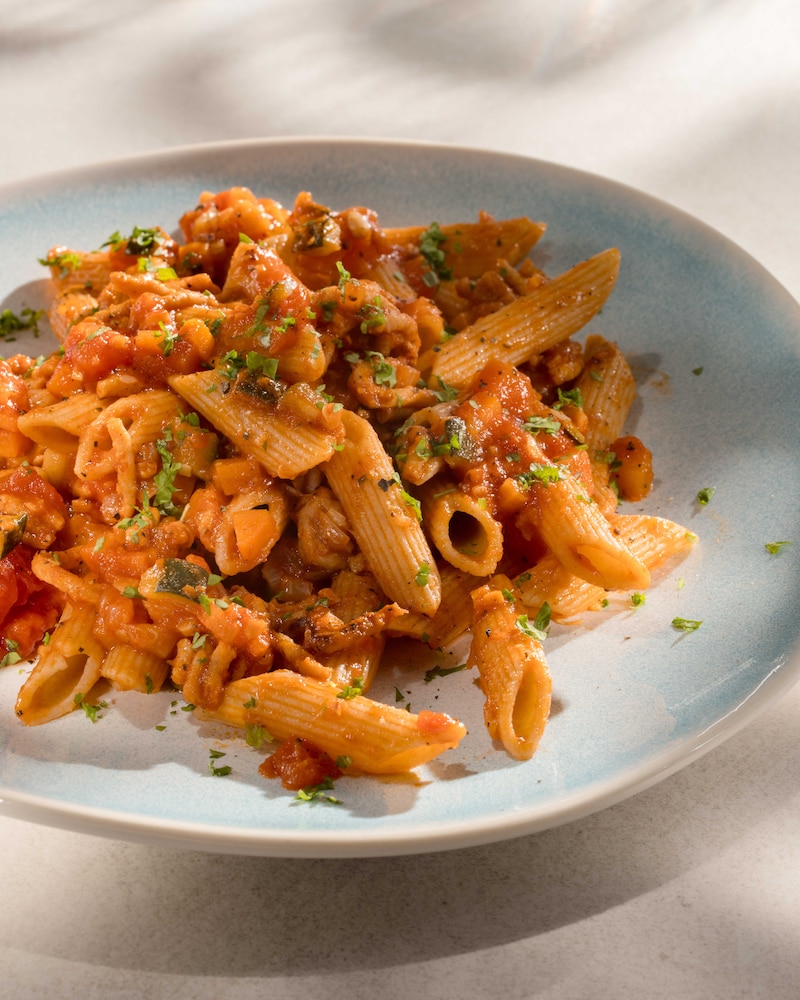 Dieses Bild zeigt unsere Vegane Pasta Bolognese.