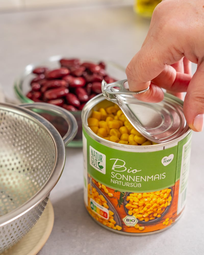 Diese Bild zeigt das Gemüse für die Chilli con Carne.