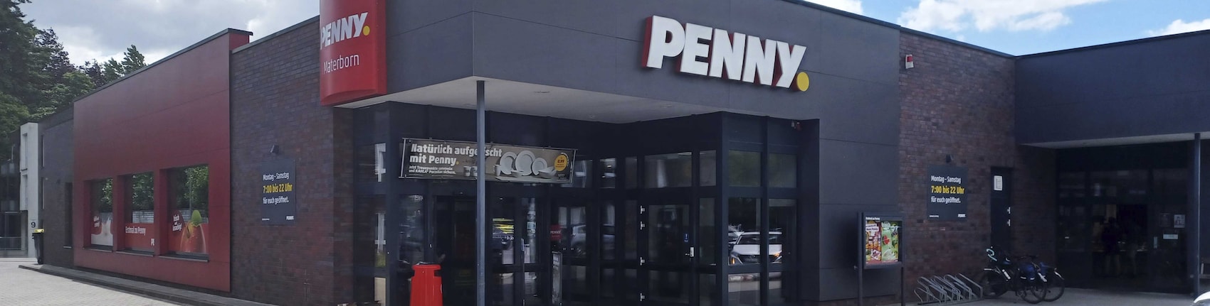 Sie sehen den Eingang vom Penny Markt Kleve – Materborn Materborner Allee 11