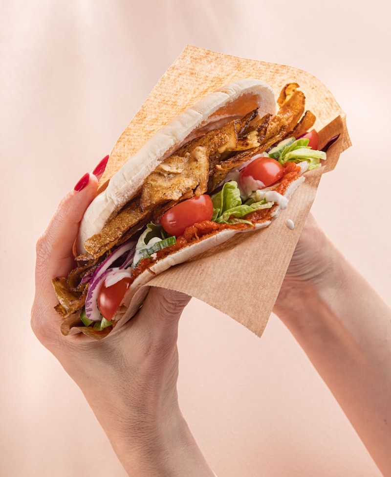 Dieses Bild zeigt den fertigen veganen Döner.