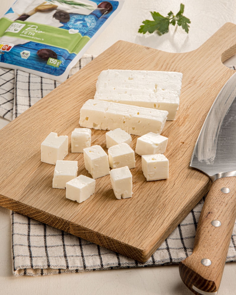 Dieses Bild zeigt den geschnittenen Feta.