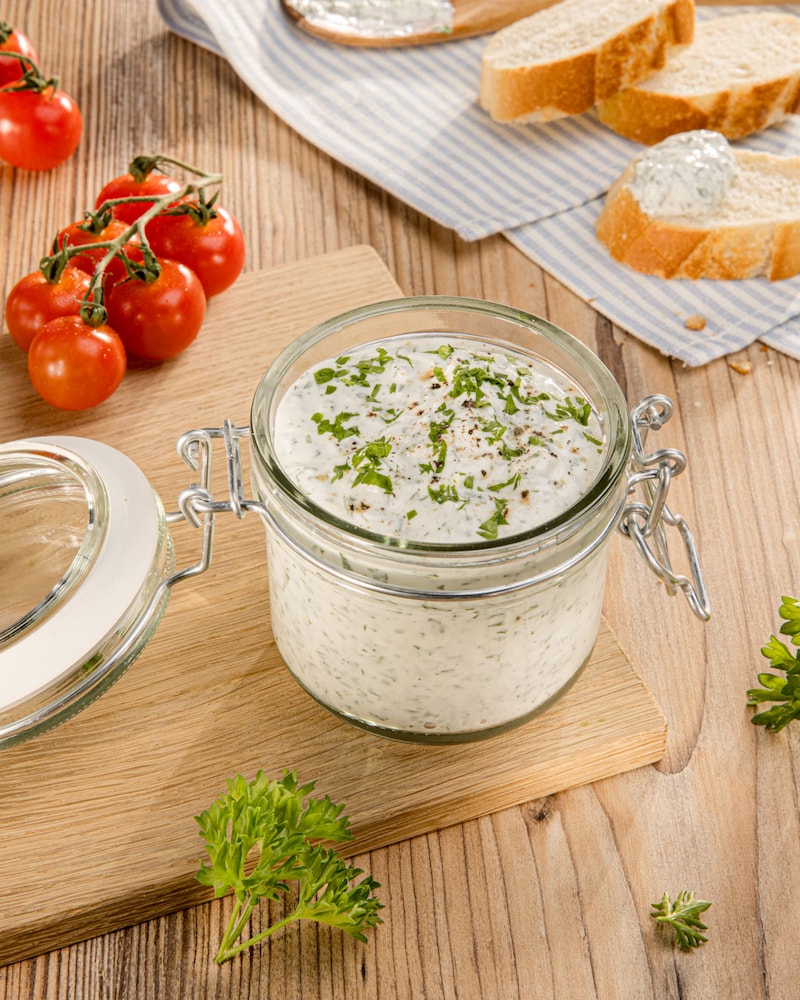 Dieses Bild zeigt den fertigen Knoblauch Dip.